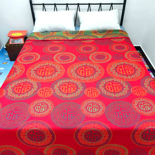 Couette réversible en gaze de coton avec cercle rétro et symboles de bon augure
