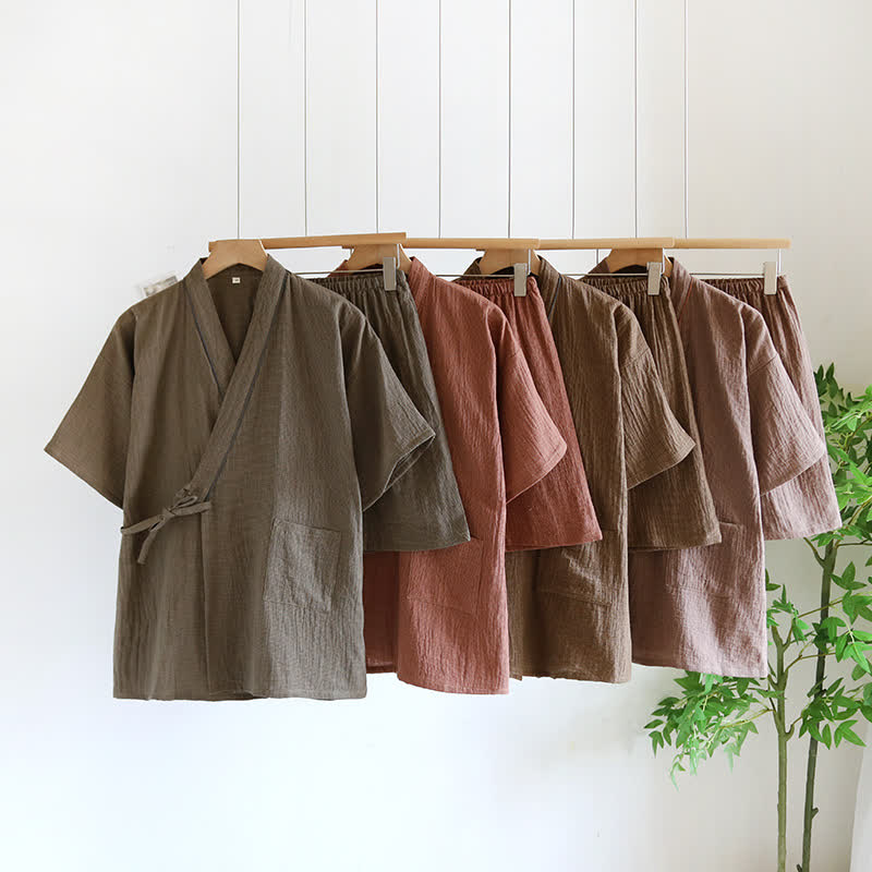 Ensemble pyjama kimono unisexe en gaze de coton
