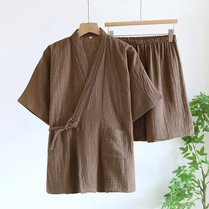Ensemble pyjama kimono unisexe en gaze de coton