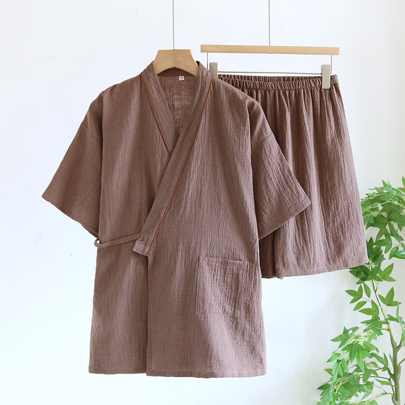 Ensemble pyjama kimono unisexe en gaze de coton