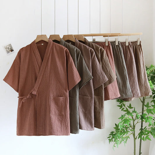 Ensemble pyjama kimono unisexe en gaze de coton