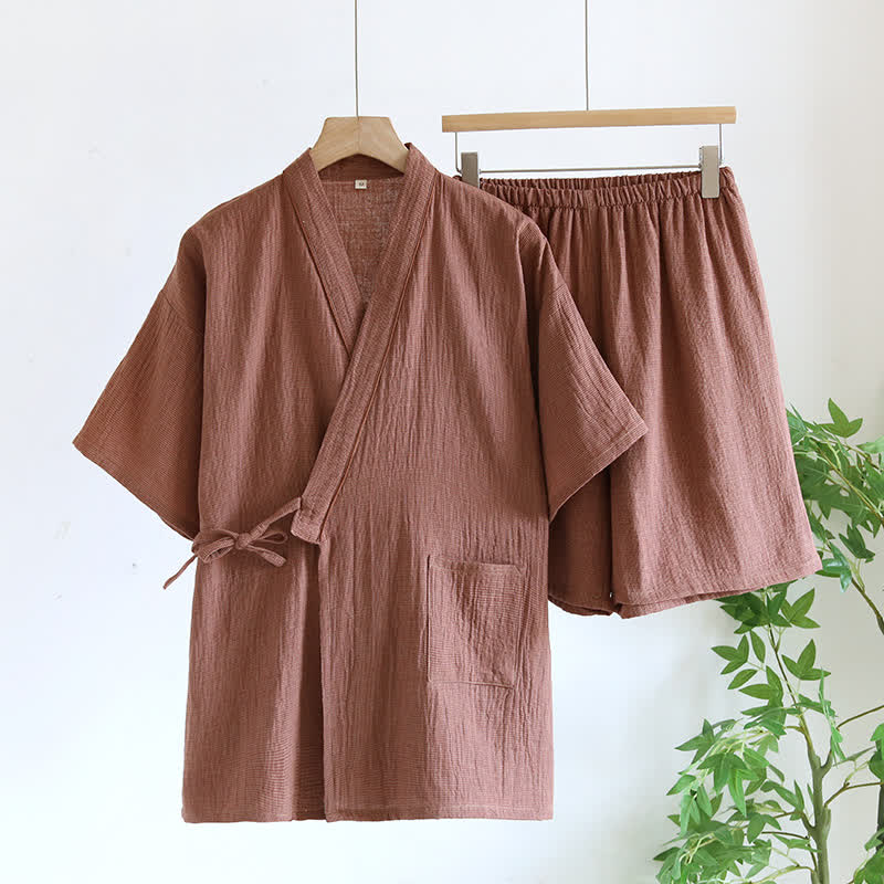 Ensemble pyjama kimono unisexe en gaze de coton