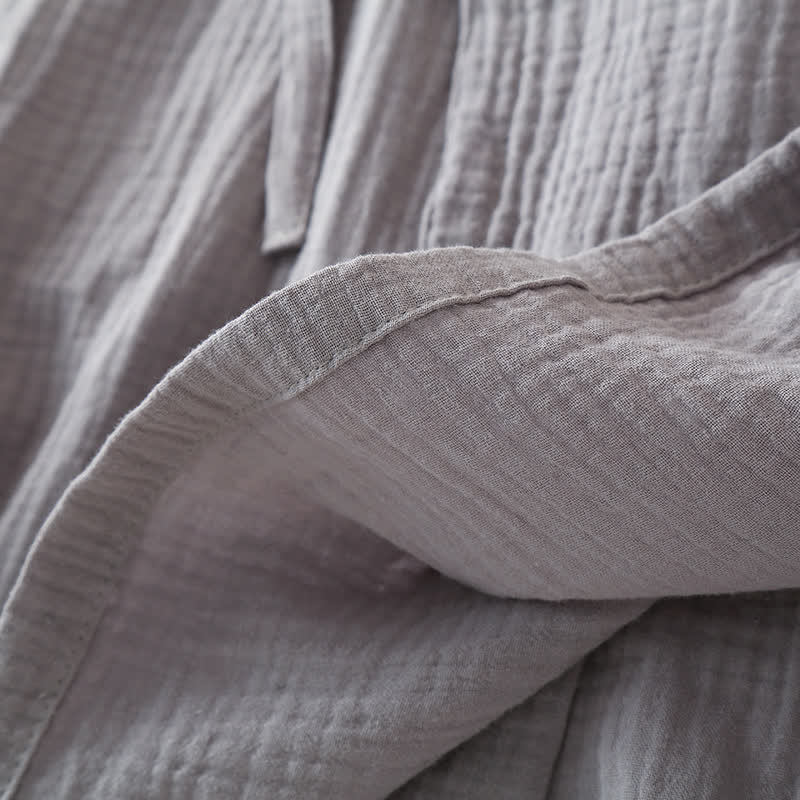 Ensemble pyjama kimono unisexe en gaze de coton unie