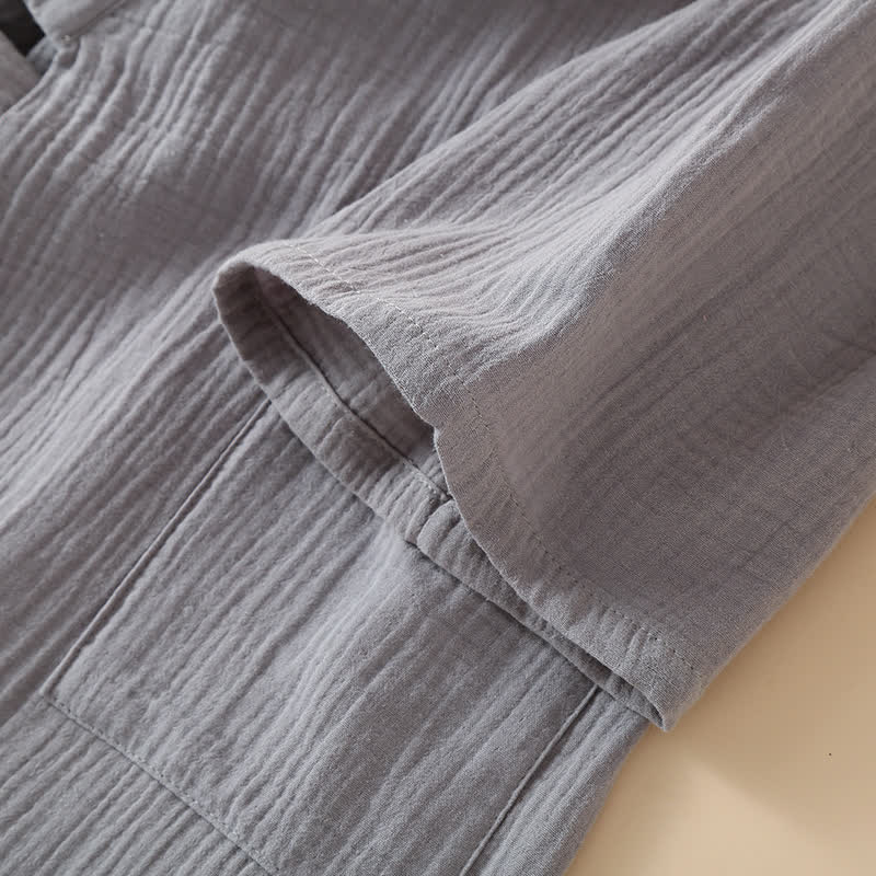 Ensemble pyjama kimono unisexe en gaze de coton unie