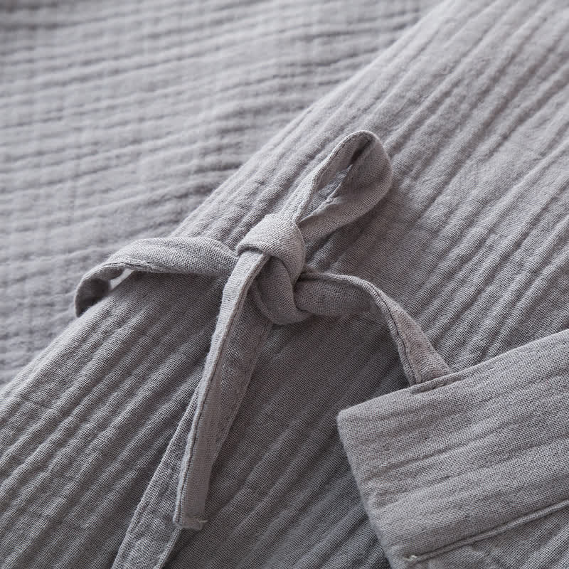 Ensemble pyjama kimono unisexe en gaze de coton unie