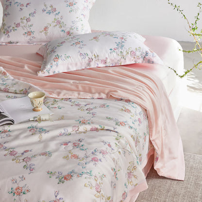 Couverture d'été florale rustique en fibre lyocell, soyeuse