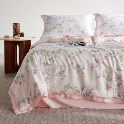 Couverture d'été florale rustique en fibre lyocell, soyeuse