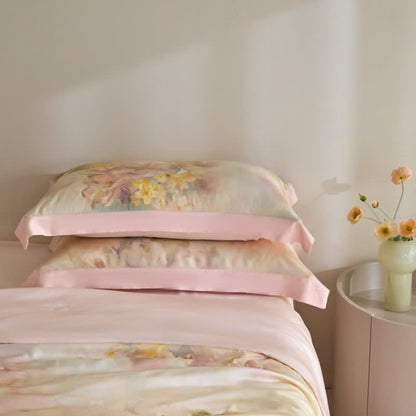Couverture d'été à fleurs roses en fibre lyocell