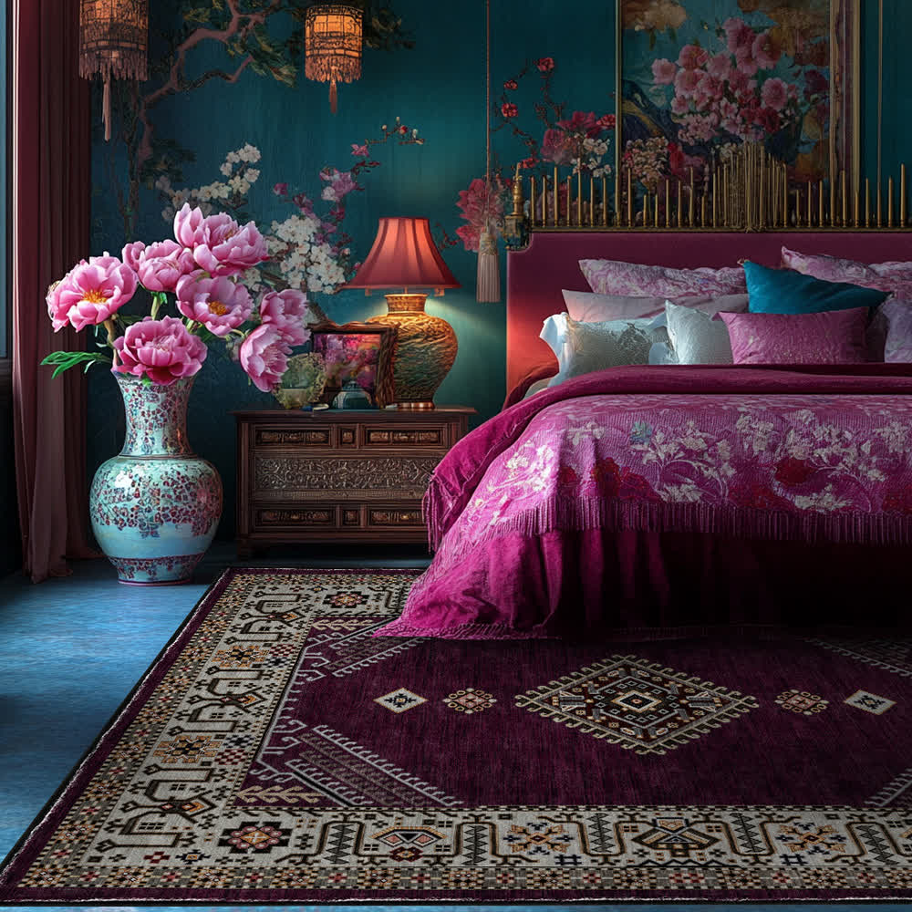 Tapis moelleux de style ethnique persan au style rétro