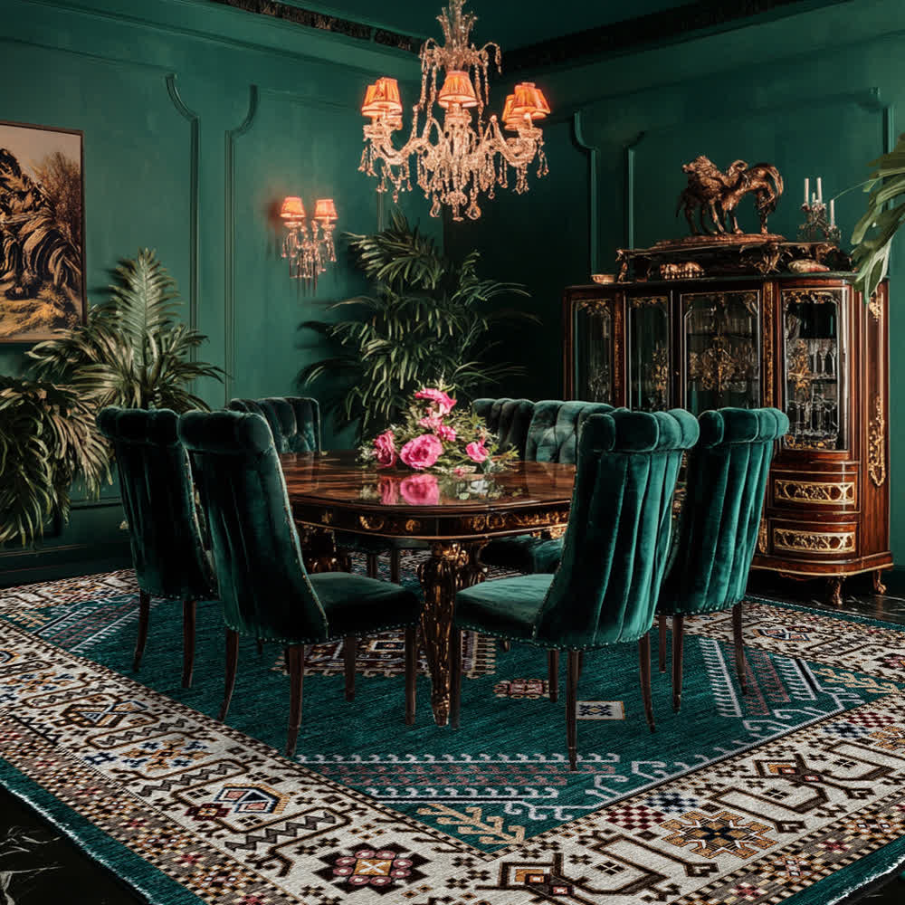 Tapis moelleux de style ethnique persan au style rétro