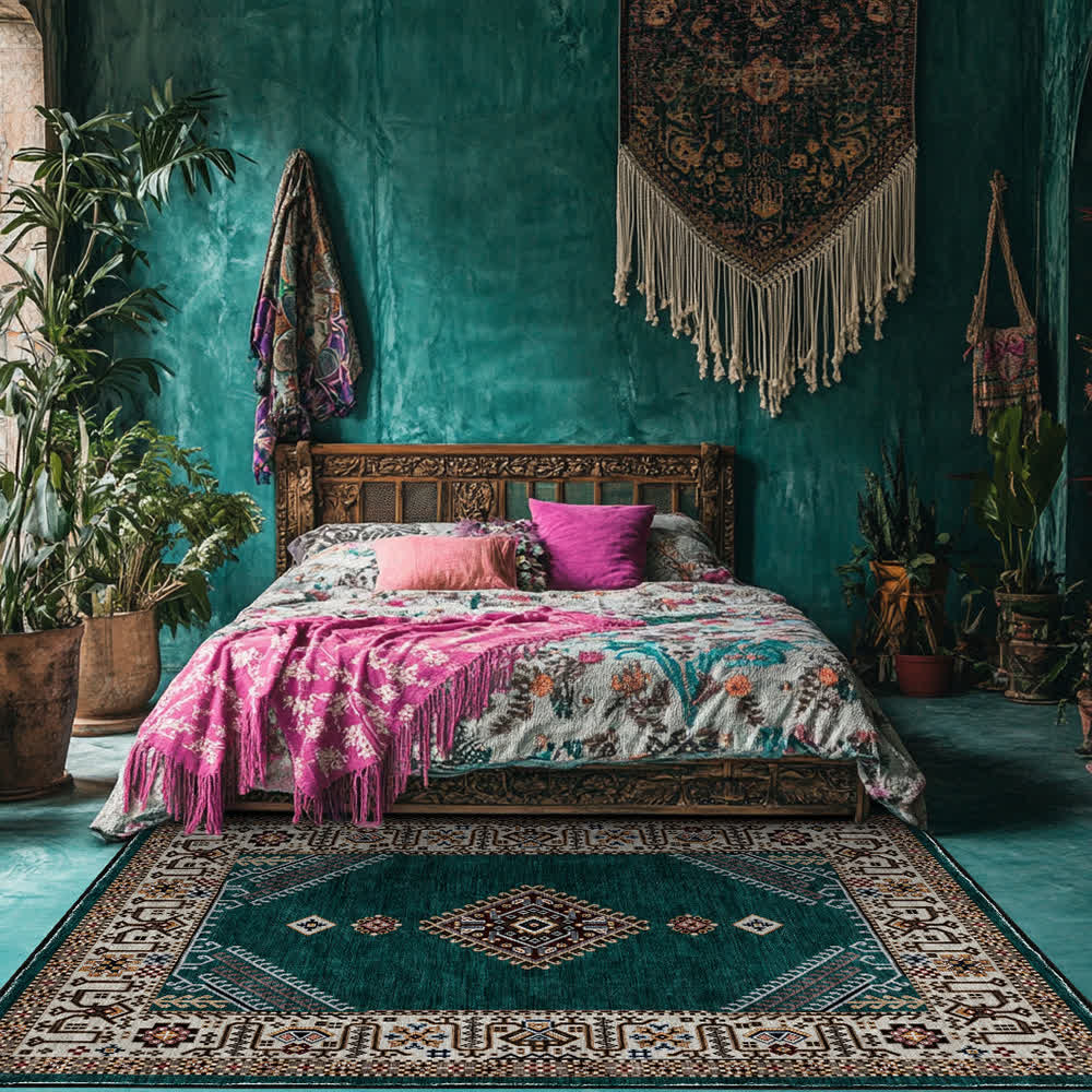 Tapis moelleux de style ethnique persan au style rétro