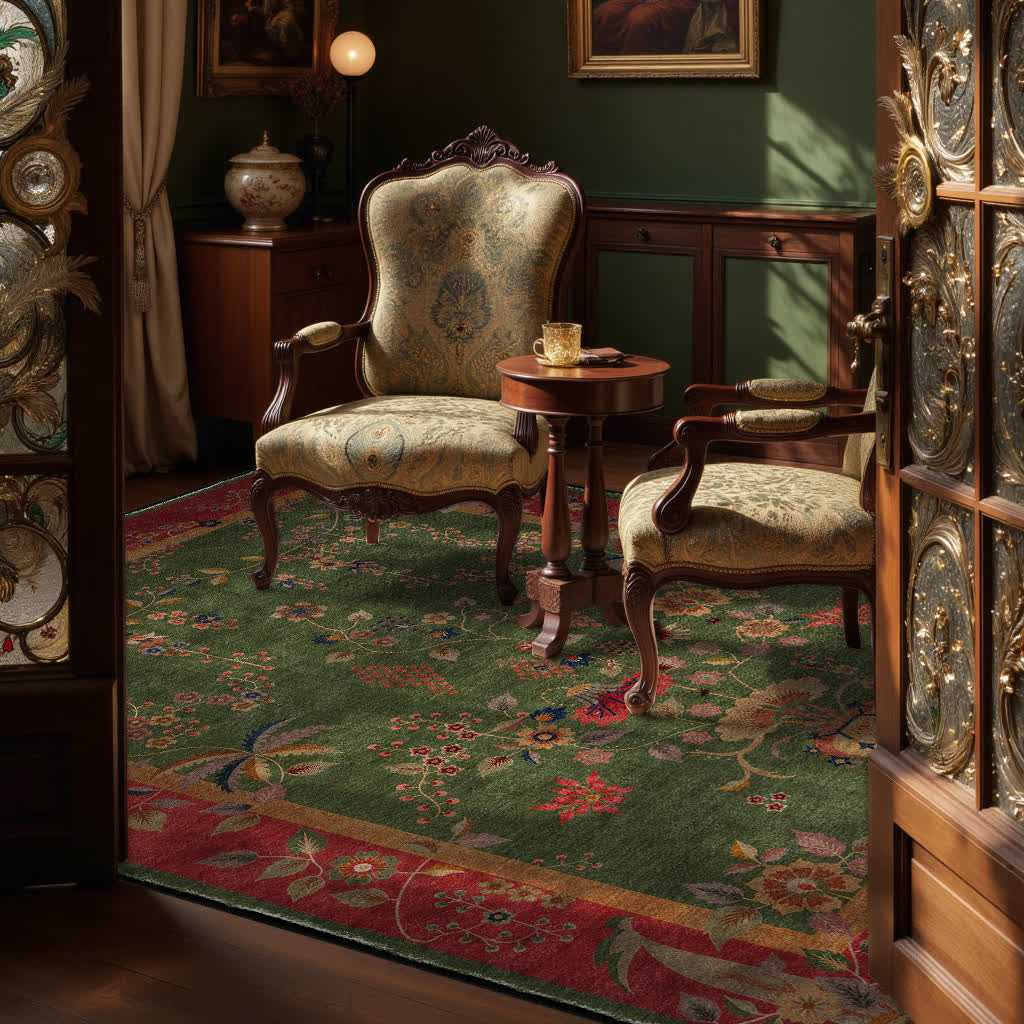 Tapis pliable antidérapant à motif floral rétro