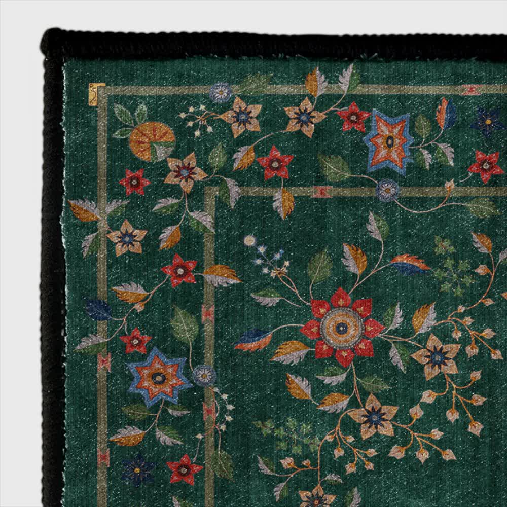 Tapis pliable d'intérieur/extérieur à motif floral rétro