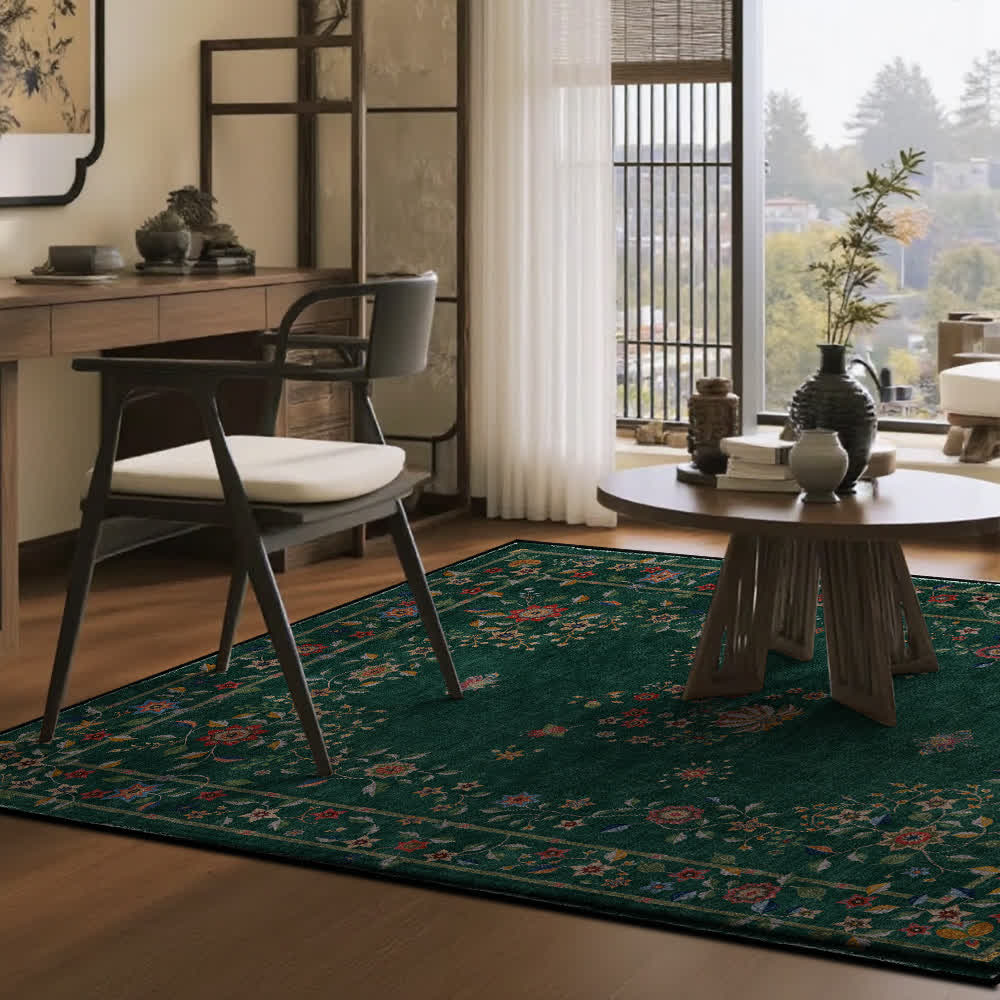 Tapis pliable d'intérieur/extérieur à motif floral rétro