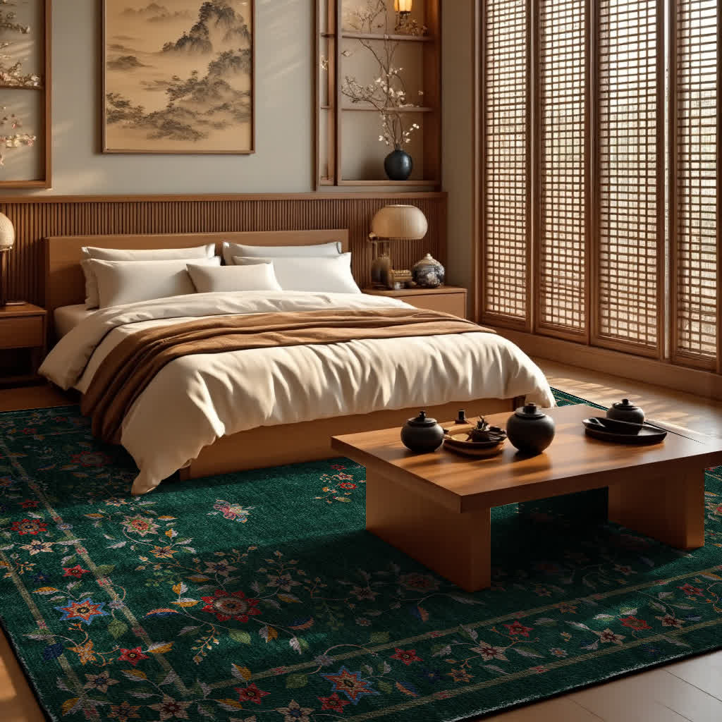 Tapis pliable d'intérieur/extérieur à motif floral rétro