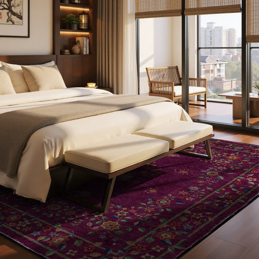 Tapis pliable d'intérieur/extérieur à motif floral rétro