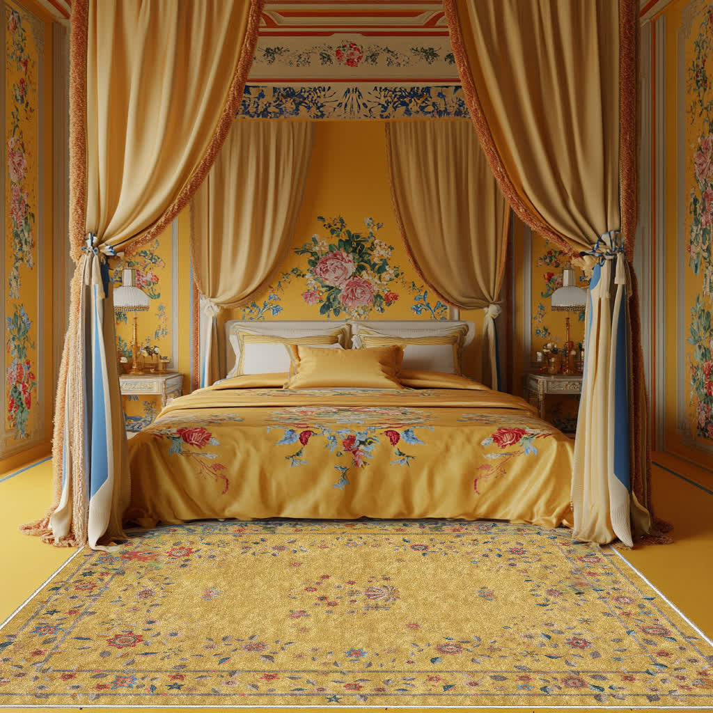 Tapis pliable d'intérieur/extérieur à motif floral rétro