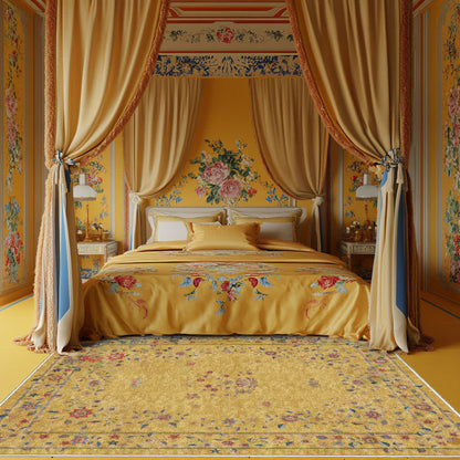 Tapis pliable d'intérieur/extérieur à motif floral rétro