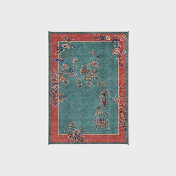 Tapis antidérapant d'intérieur et d'extérieur à motif floral