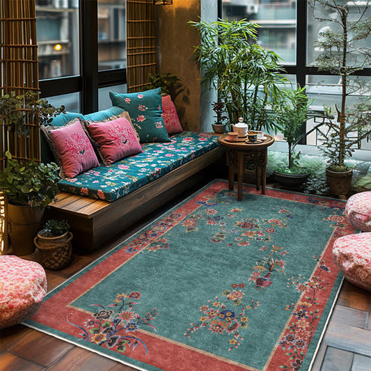 Tapis antidérapant d'intérieur et d'extérieur à motif floral