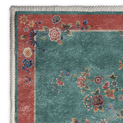 Tapis antidérapant d'intérieur et d'extérieur à motif floral