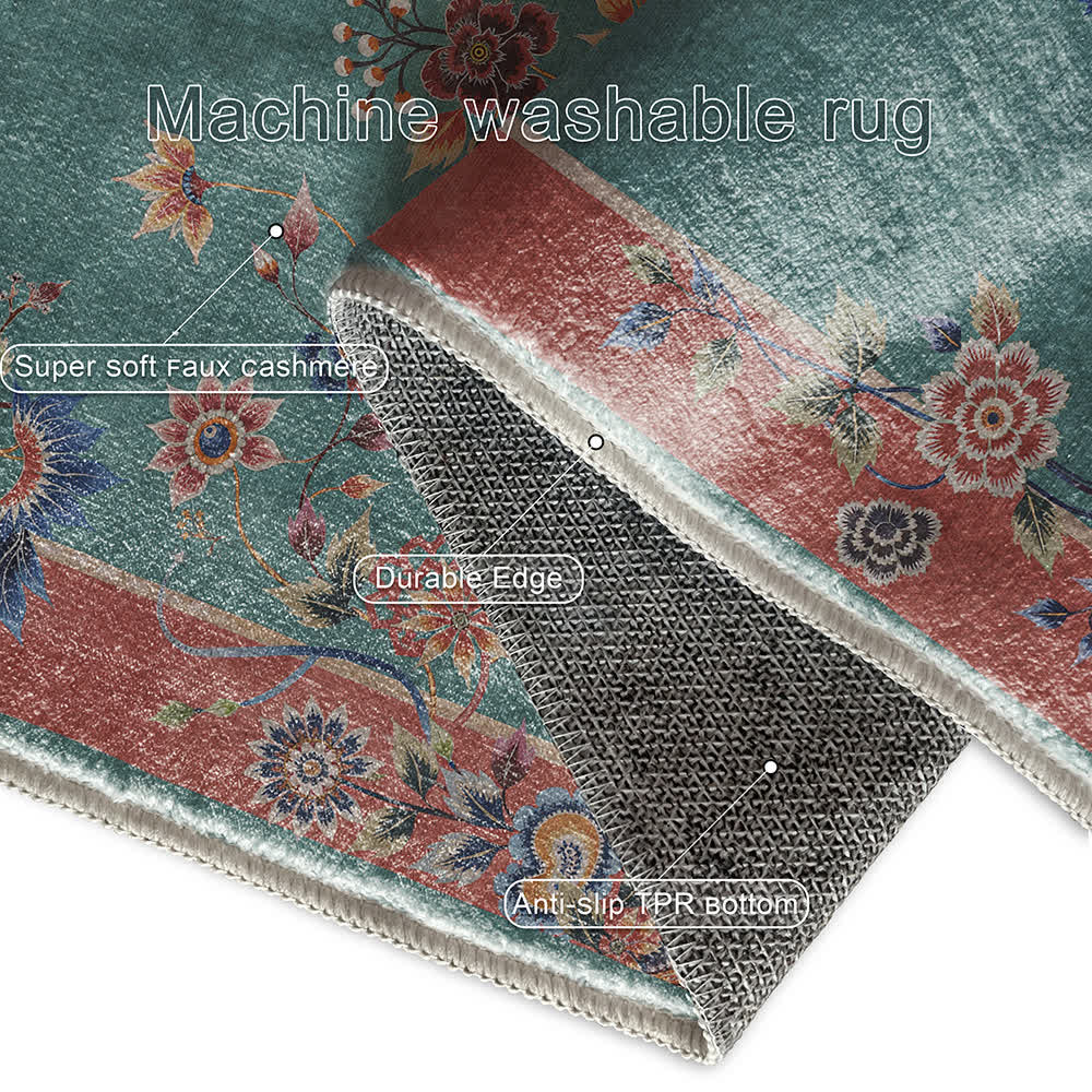 Tapis antidérapant d'intérieur et d'extérieur à motif floral