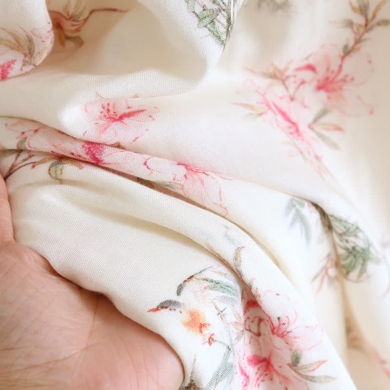 Chemise de nuit sans manches en fibre de bambou à motif floral