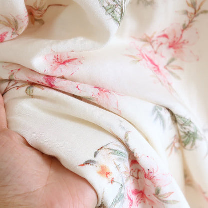 Chemise de nuit sans manches en fibre de bambou à motif floral