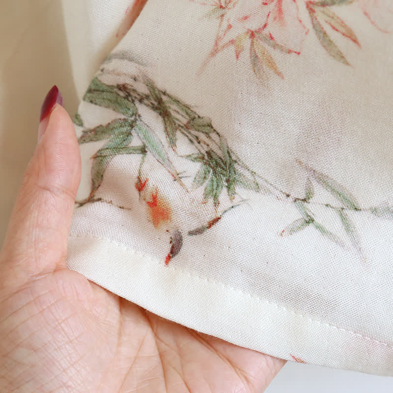 Chemise de nuit sans manches en fibre de bambou à motif floral