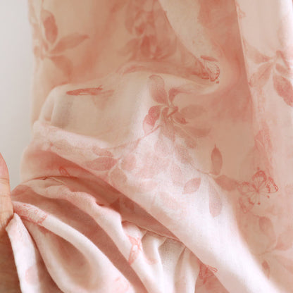 Chemise de nuit à manches courtes en gaze de coton de style campagnard avec motif floral