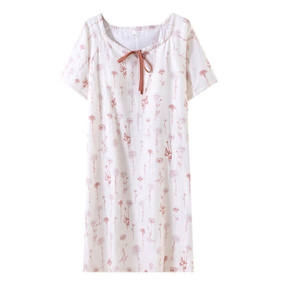 Chemise de nuit en gaze de coton fleurie