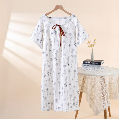 Chemise de nuit en gaze de coton fleurie