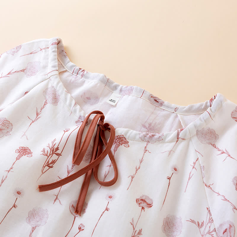 Chemise de nuit en gaze de coton fleurie