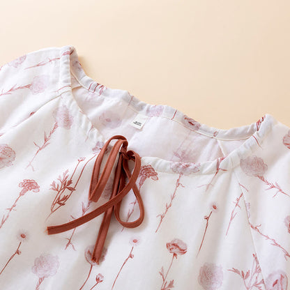 Chemise de nuit en gaze de coton fleurie