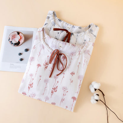 Chemise de nuit en gaze de coton fleurie