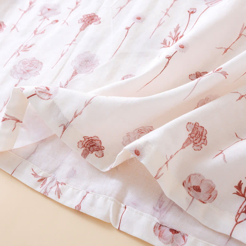 Chemise de nuit en gaze de coton fleurie