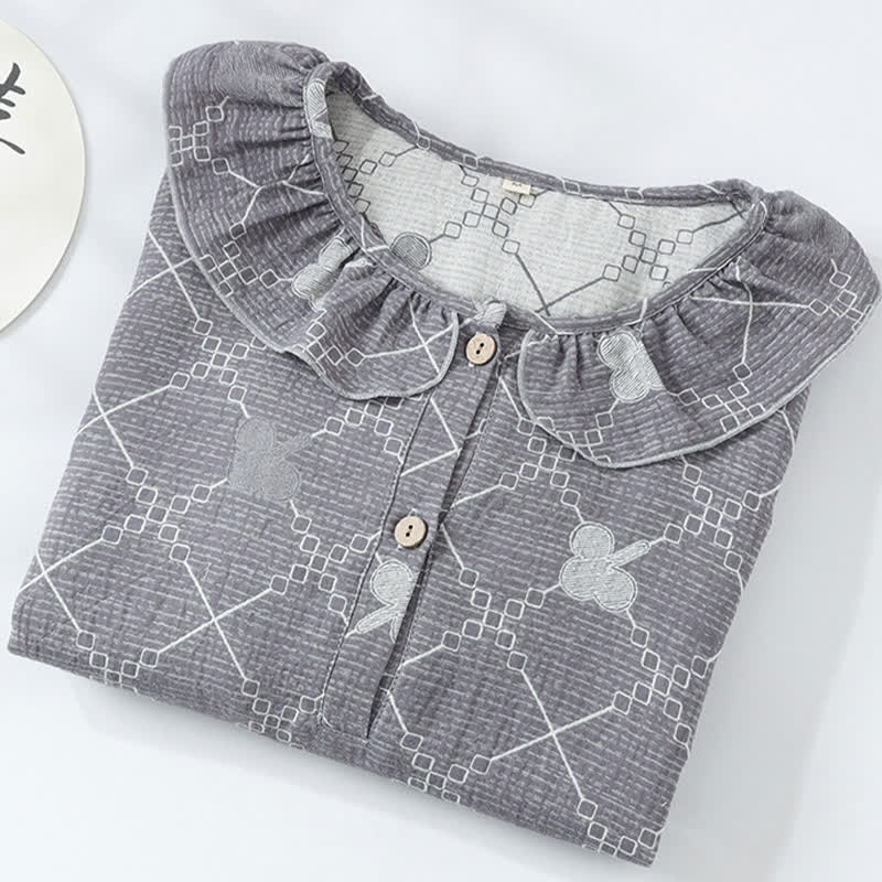 Chemise de nuit en gaze de coton jacquard à carreaux