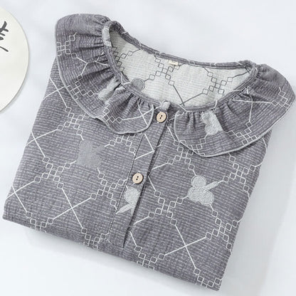 Chemise de nuit en gaze de coton jacquard à carreaux