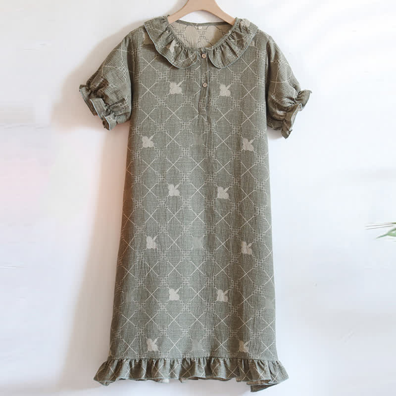 Chemise de nuit en gaze de coton jacquard à carreaux