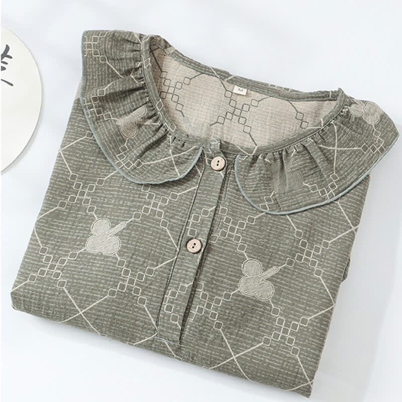 Chemise de nuit en gaze de coton jacquard à carreaux