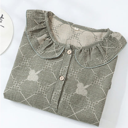 Chemise de nuit en gaze de coton jacquard à carreaux