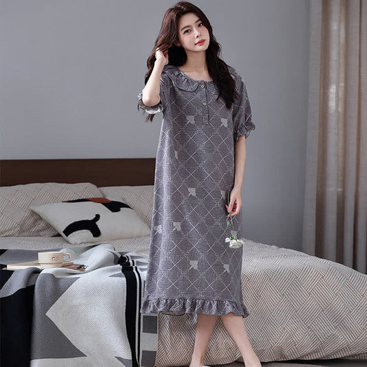 Chemise de nuit en gaze de coton jacquard à carreaux