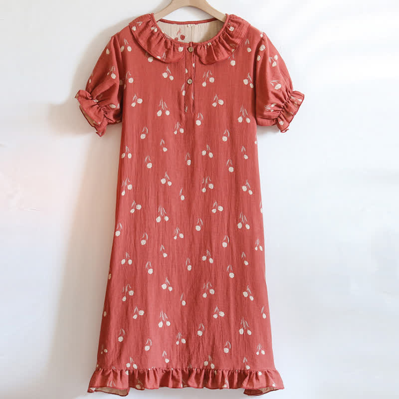Chemise de nuit en gaze de coton jacquard à imprimé tulipe