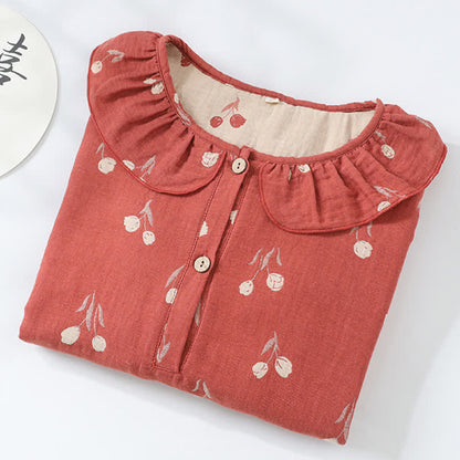 Chemise de nuit en gaze de coton jacquard à imprimé tulipe