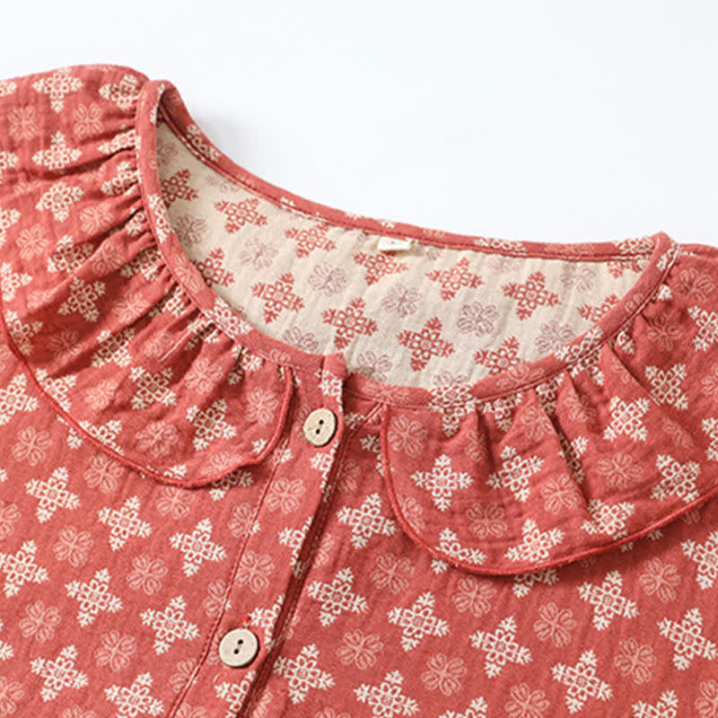 Chemise de nuit rétro en gaze de coton jacquard