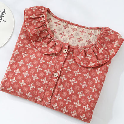 Chemise de nuit rétro en gaze de coton jacquard