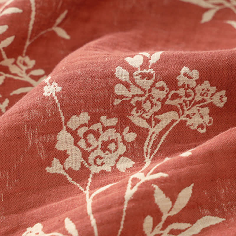 Peignoir en gaze de coton jacquard style kimono floral vintage