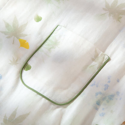 Ensemble pyjama ajustable en gaze de coton imprimé feuilles avec kimono
