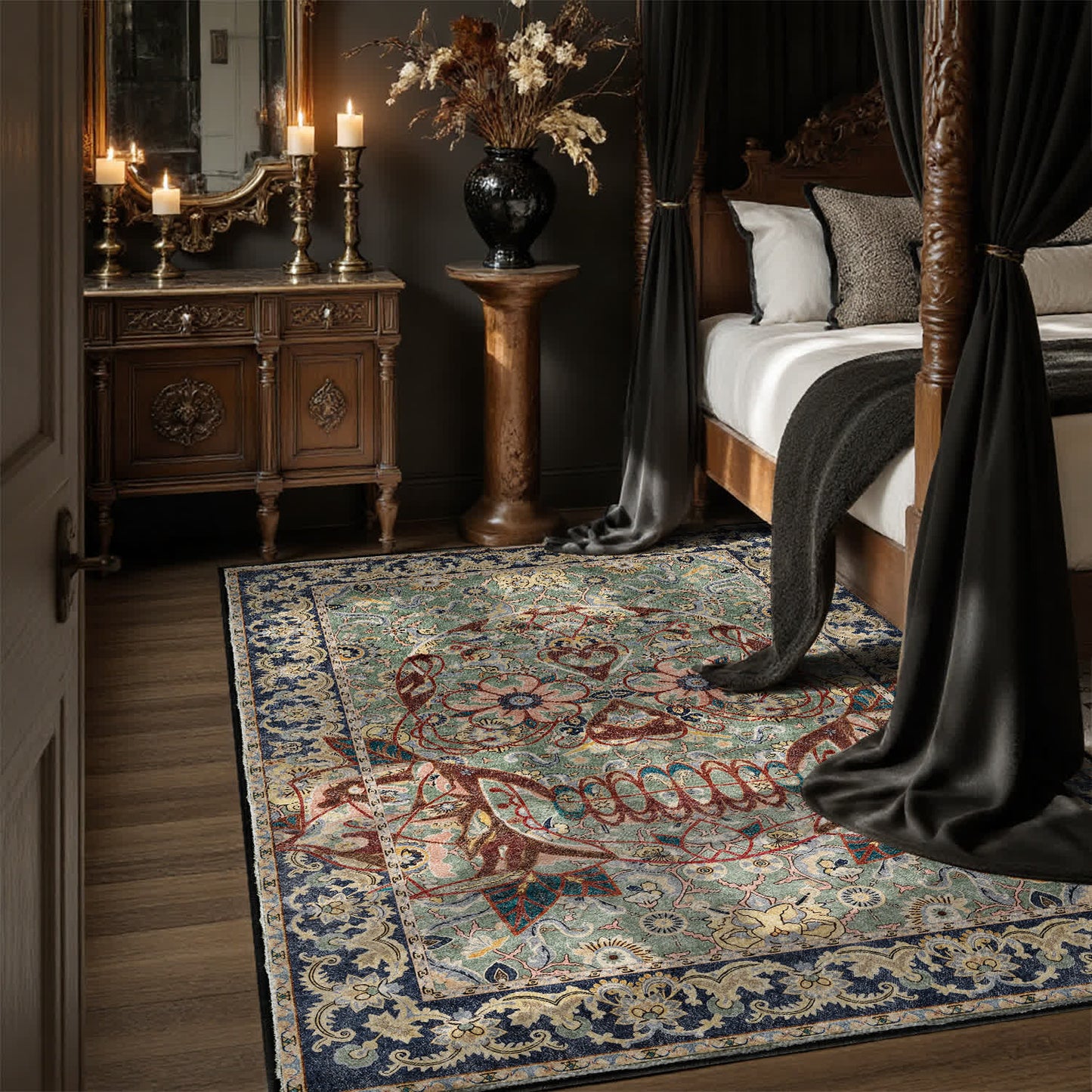 Tapis lavable intérieur/extérieur avec tête de mort gothique