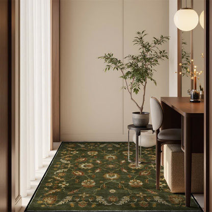 Tapis antidérapant d'intérieur/extérieur à motif floral cachemire